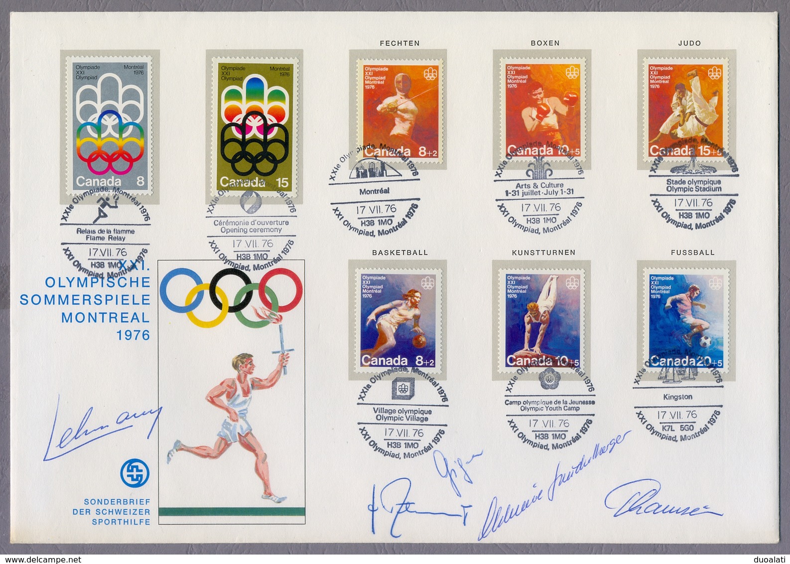 Canada 1976 Big Cover Olympic Games Montreal Schweizer Sporthilfe Autographs Lehmann Ramseier Stückelberger Giger Poffet - Estate 1976: Montreal