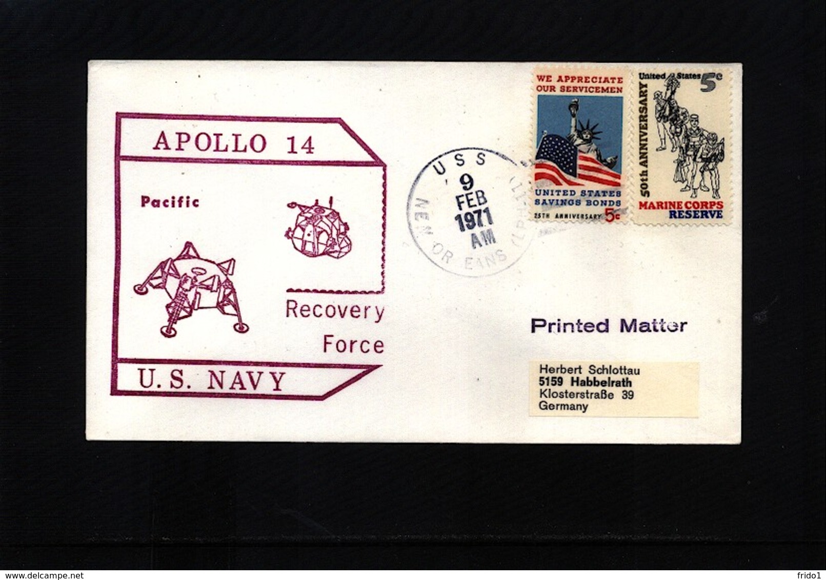 Australia 1971 Space / Raumfahrt Apollo 14 Recovery Force Interesting Cover - United States