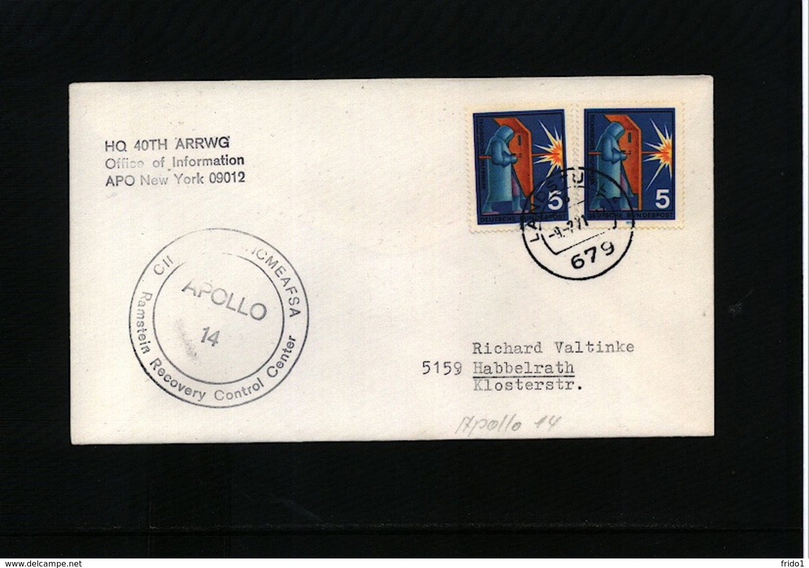Germany / Deutschland 1971 Space / Raumfahrt Apollo 14 Ramstein Recovery Control Center Interesting Cover - Europa