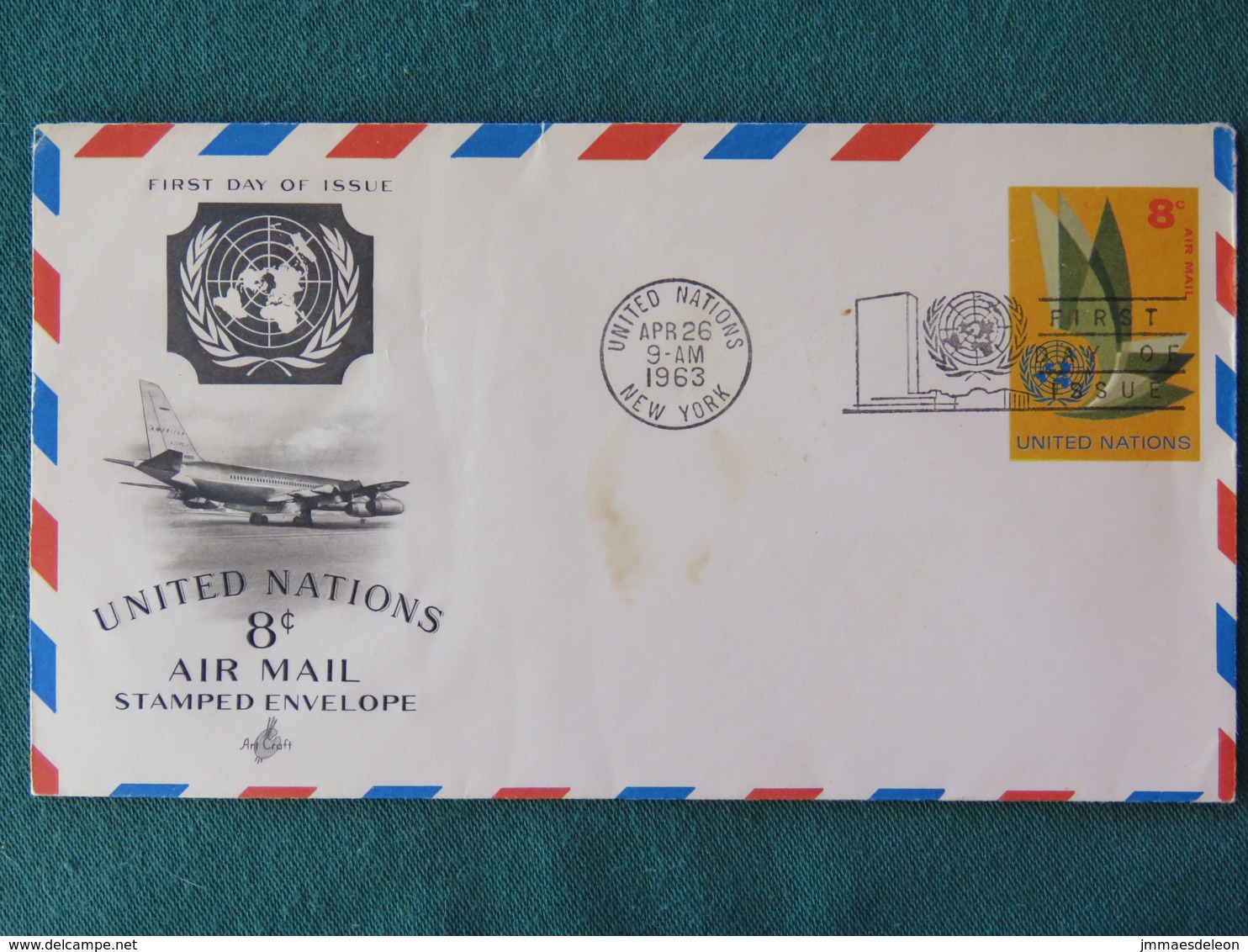 United Nations (New York) 1963 FDC Stationery Cover - Emblem - Plane - Lettres & Documents