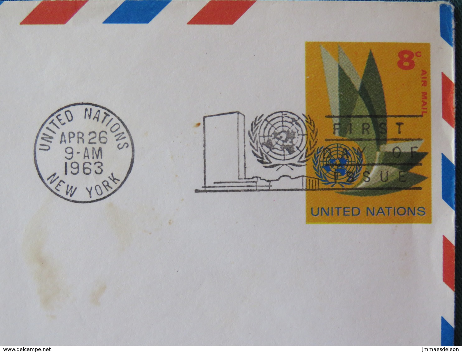 United Nations (New York) 1963 FDC Stationery Cover - Emblem - Plane - Lettres & Documents