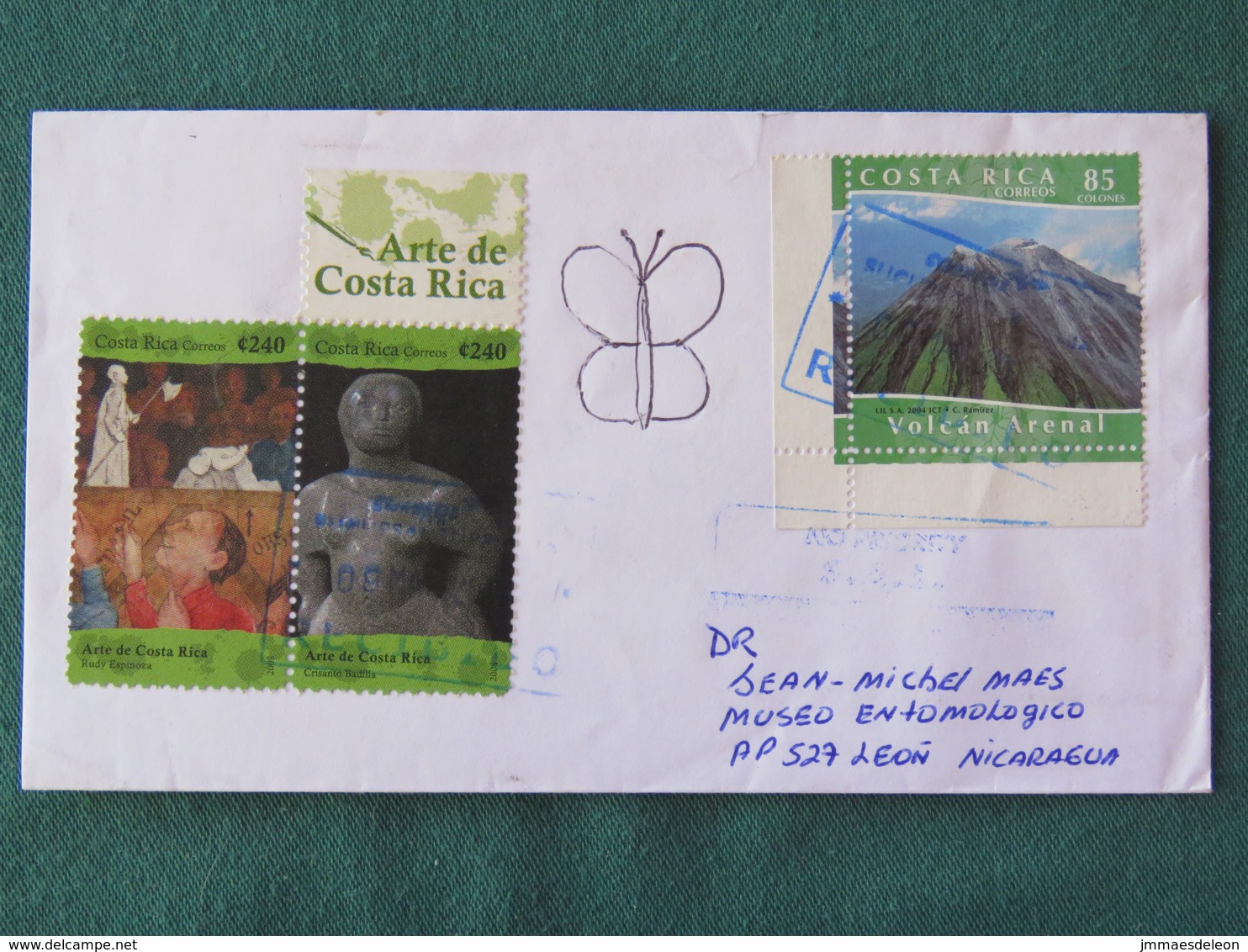 Costa Rica 2017 Cover To Nicaragua - Volcano - Art Sculpture Painting - Costa Rica