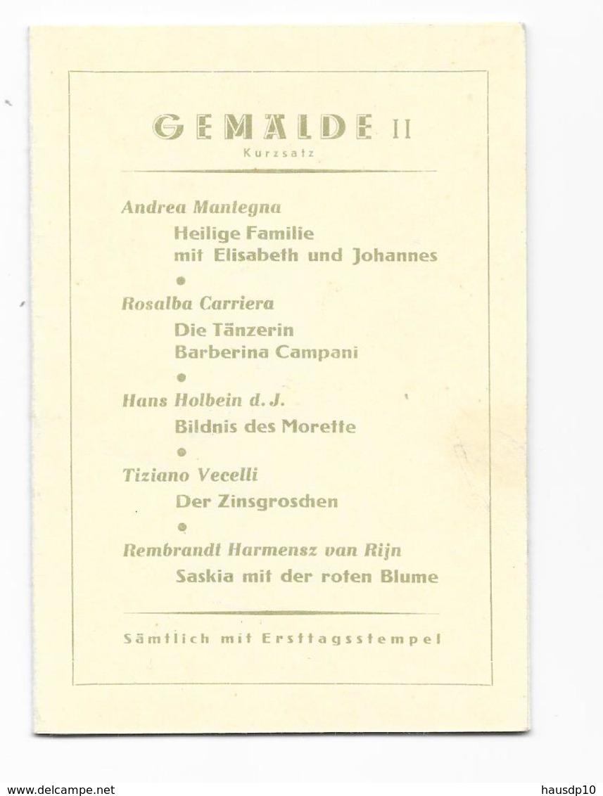 Kurzsatz Karte Gemälde II Mi.586-591 , Berlin W8 26.6.1957 - Autres & Non Classés