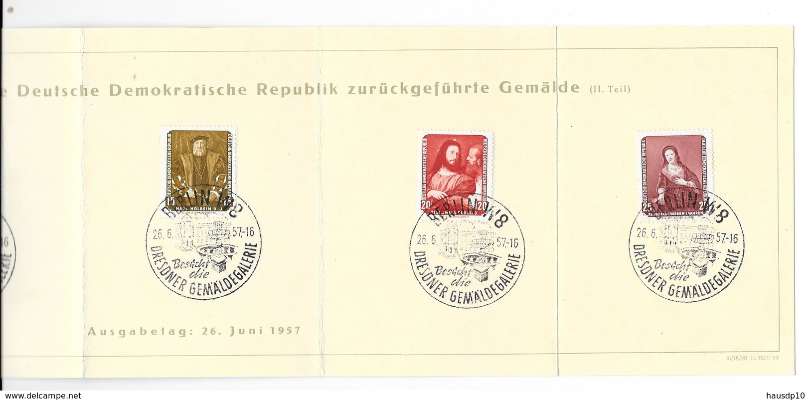 Kurzsatz Karte Gemälde II Mi.586-591 , Berlin W8 26.6.1957 - Autres & Non Classés