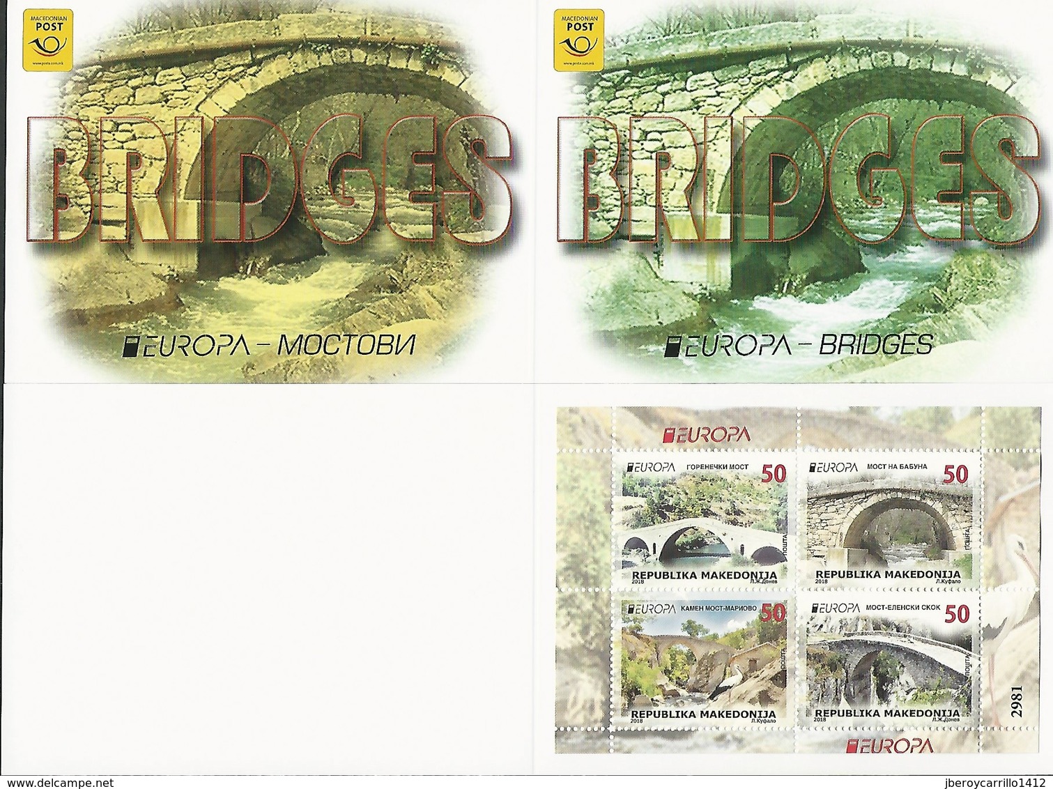 EUROPA 2018- TEMA "PUENTES - BRIDGES - BRÜCKEN - PONTS- COLLECTION  de 17 CARNETS + 2 CARNETS PRESTIGE - OFFICIELS EMIS