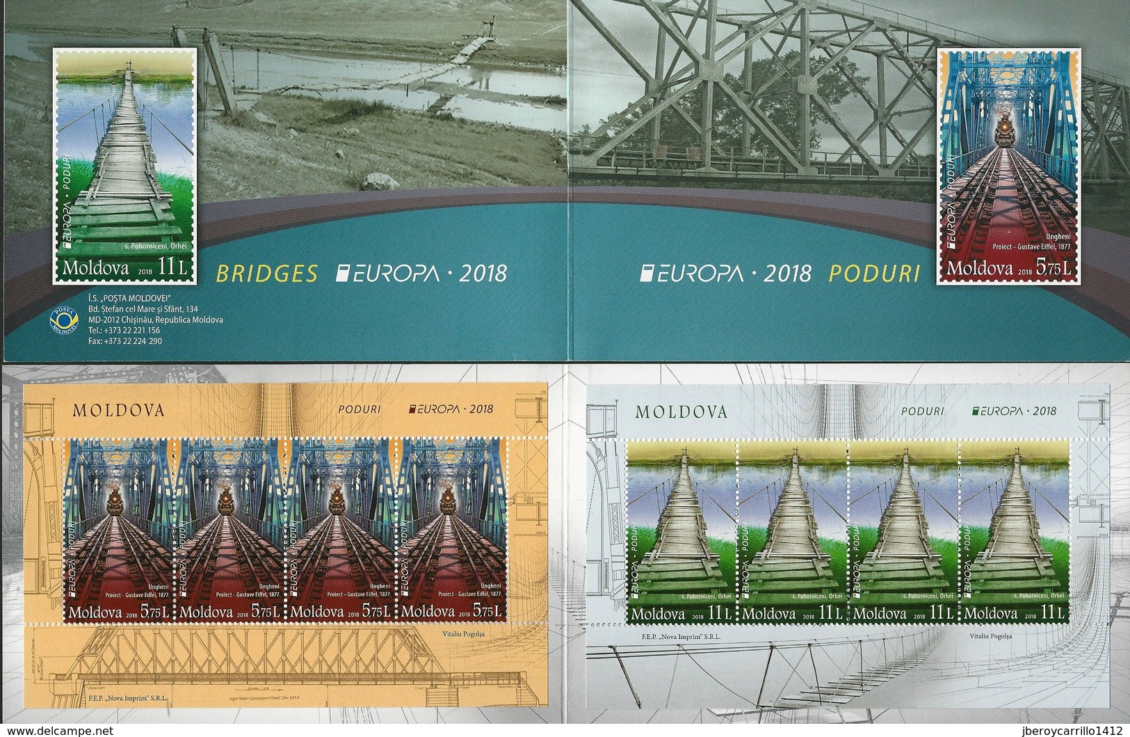 EUROPA 2018- TEMA "PUENTES - BRIDGES - BRÜCKEN - PONTS- COLLECTION  de 17 CARNETS + 2 CARNETS PRESTIGE - OFFICIELS EMIS