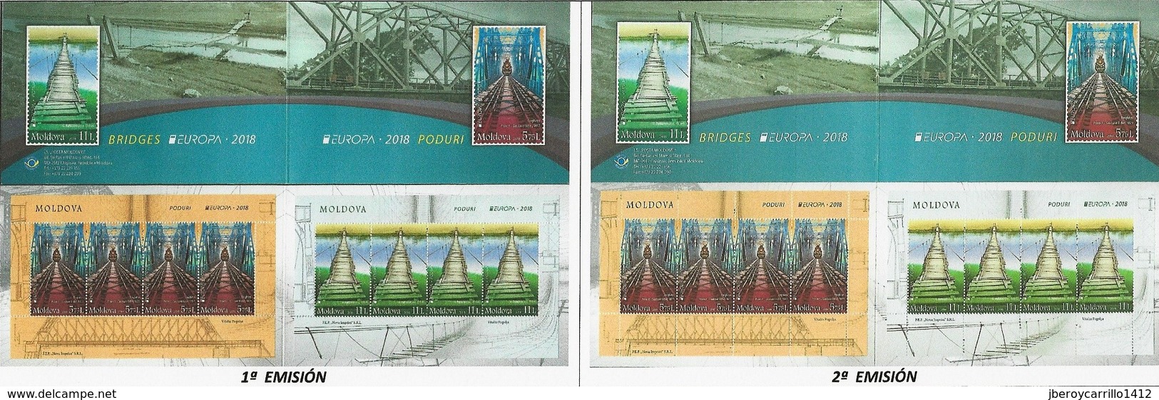 EUROPA 2018- TEMA "PUENTES - BRIDGES - BRÜCKEN - PONTS- COLLECTION  de 17 CARNETS + 2 CARNETS PRESTIGE - OFFICIELS EMIS