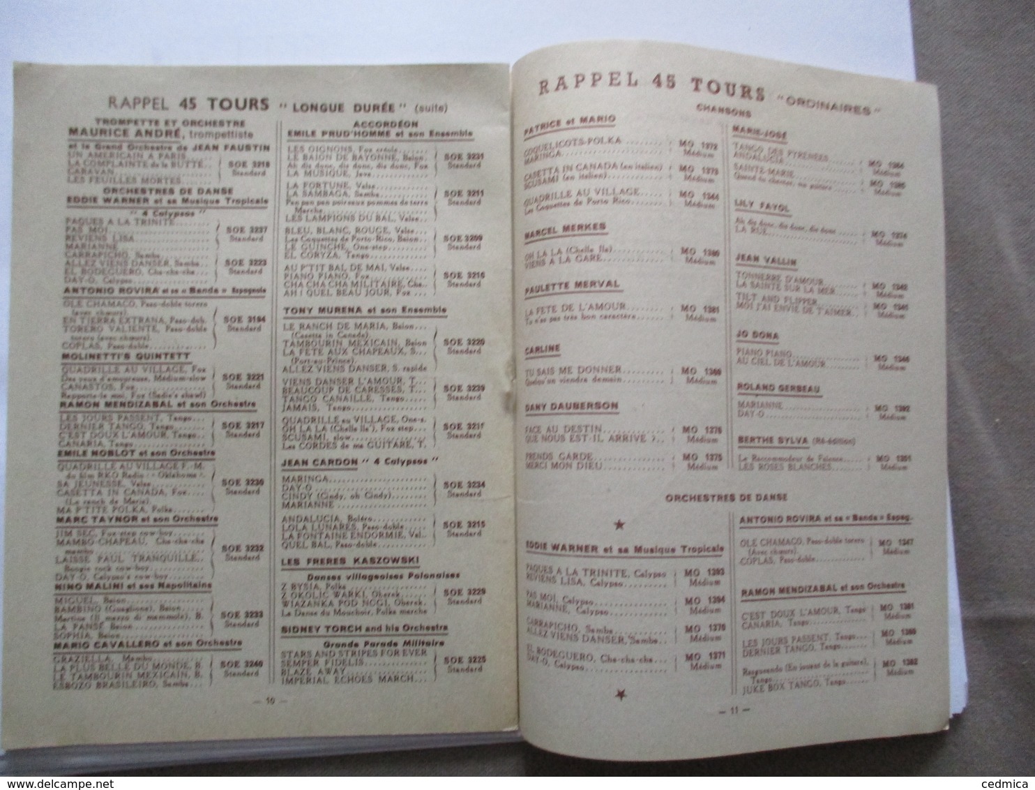 ODEON NOUVEAUTES JUIN-JUILLET 1957 33 TOURS SUIVIES DU RAPPEL DES 33 ET 45 TOURS PARUS DEPUIS MARS 12 PAGES - Autres & Non Classés