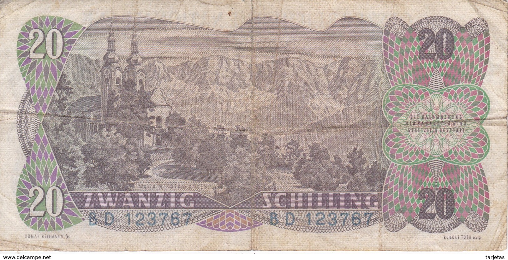 BILLETE DE AUSTRIA DE 20 SCHILLING DEL AÑO 1956 (BANKNOTE-BANK NOTE) - Oostenrijk