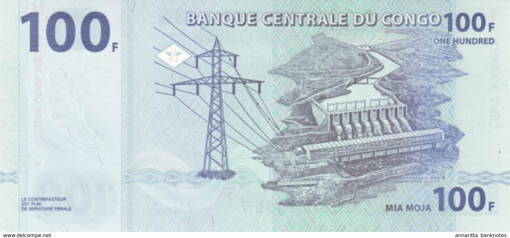CONGO DEMOCRATIC REPUBLIC 100 FRANCS 2007 P-98 UNC  [CD320a] - República Democrática Del Congo & Zaire