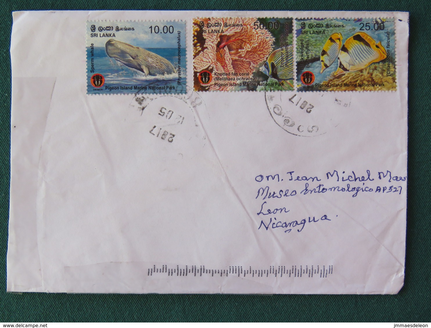 Sri Lanka 2017 Cover To Nicaragua - Fishes - Whale - Corals - Sri Lanka (Ceylan) (1948-...)