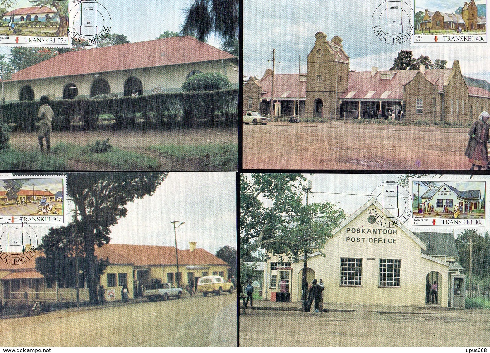 RSA - Transkei  1983  MiNr.  128/ 131    4 Maximumkarten   Postämter - Transkei