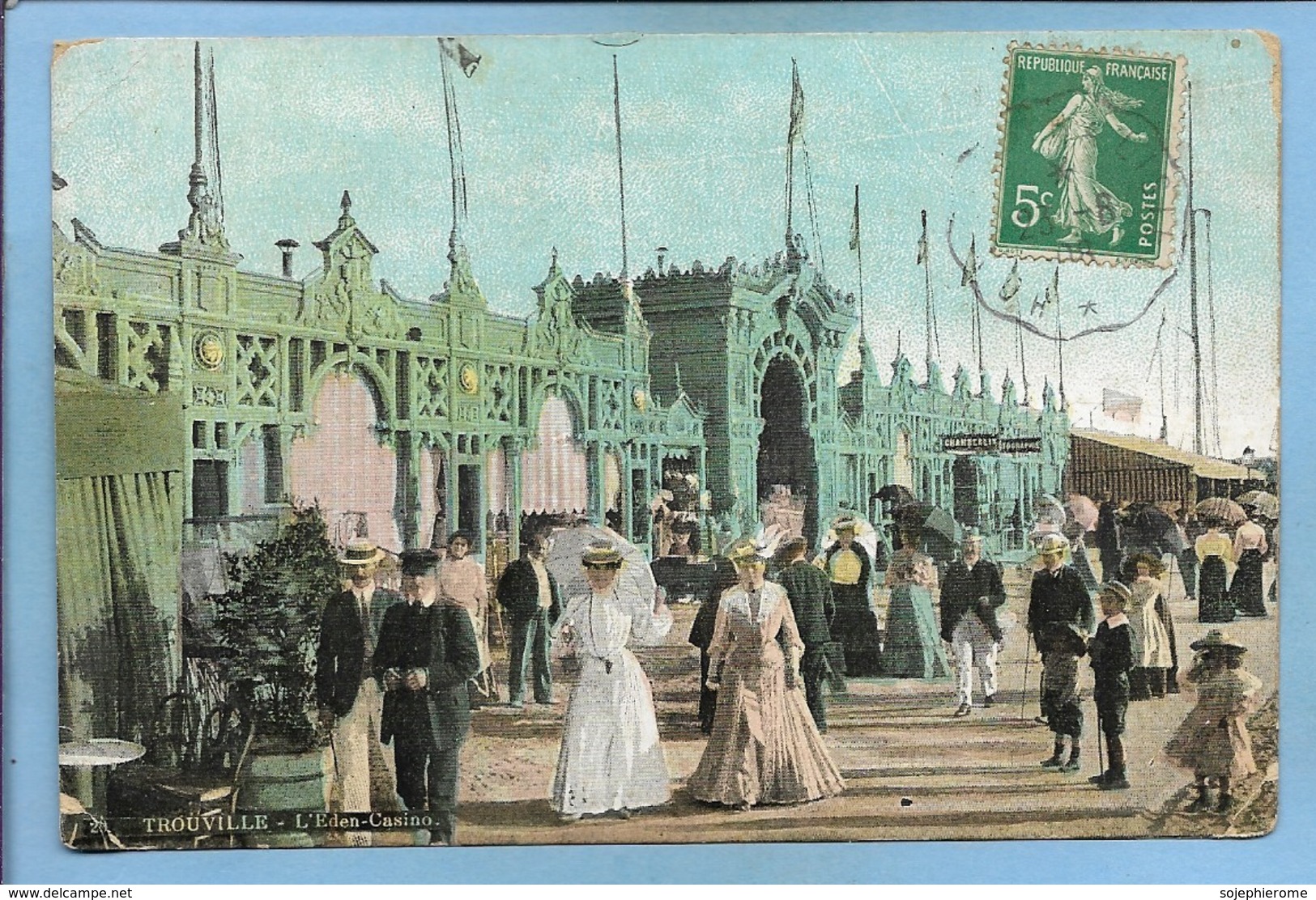 Trouville-sur-Mer (14) L'Eden-casino 2 Scans Jolies Robes Mode 1908 (adressée à M. Maugis Cafetier à Argentan (61) - Trouville