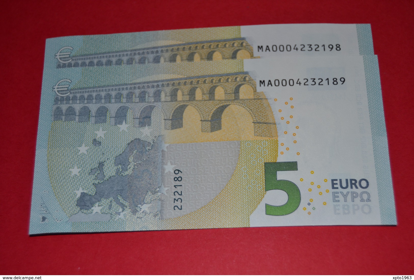 2x 5 EURO M001 E6 PORTUGAL M001E6 - LOW Serial Number MA0004232189/98 - UNC FDS NEUF - 5 Euro