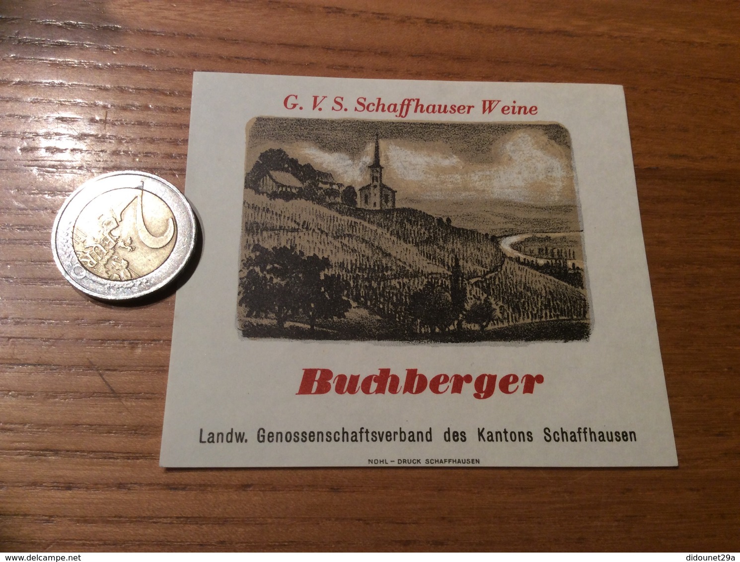 Etiquette Vin Suisse «Buchberger - GVS Schaffhauser Weine - Landw. Genossenschaftsverband Des Kantons Schaffhausen» - Blancs
