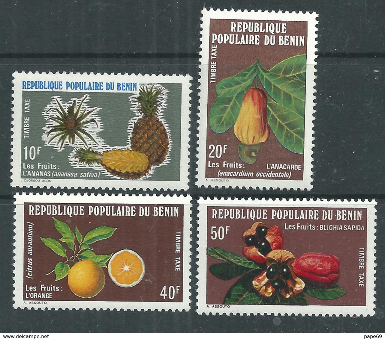 Bénin Taxe N° 47 / 50 X Fruits Du Bénin.  Les 4 Valeurs Trace De Charnière Sinon TB - Benin – Dahomey (1960-...)