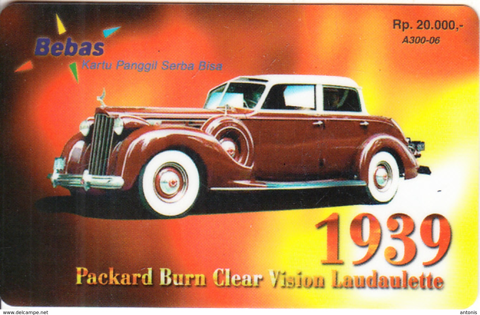 INDONESIA - Rolls Royce Laudaulette 1939, Bebas Prepaid Card Rp.20000, Exp.date 01/04/05, Used - Indonesia