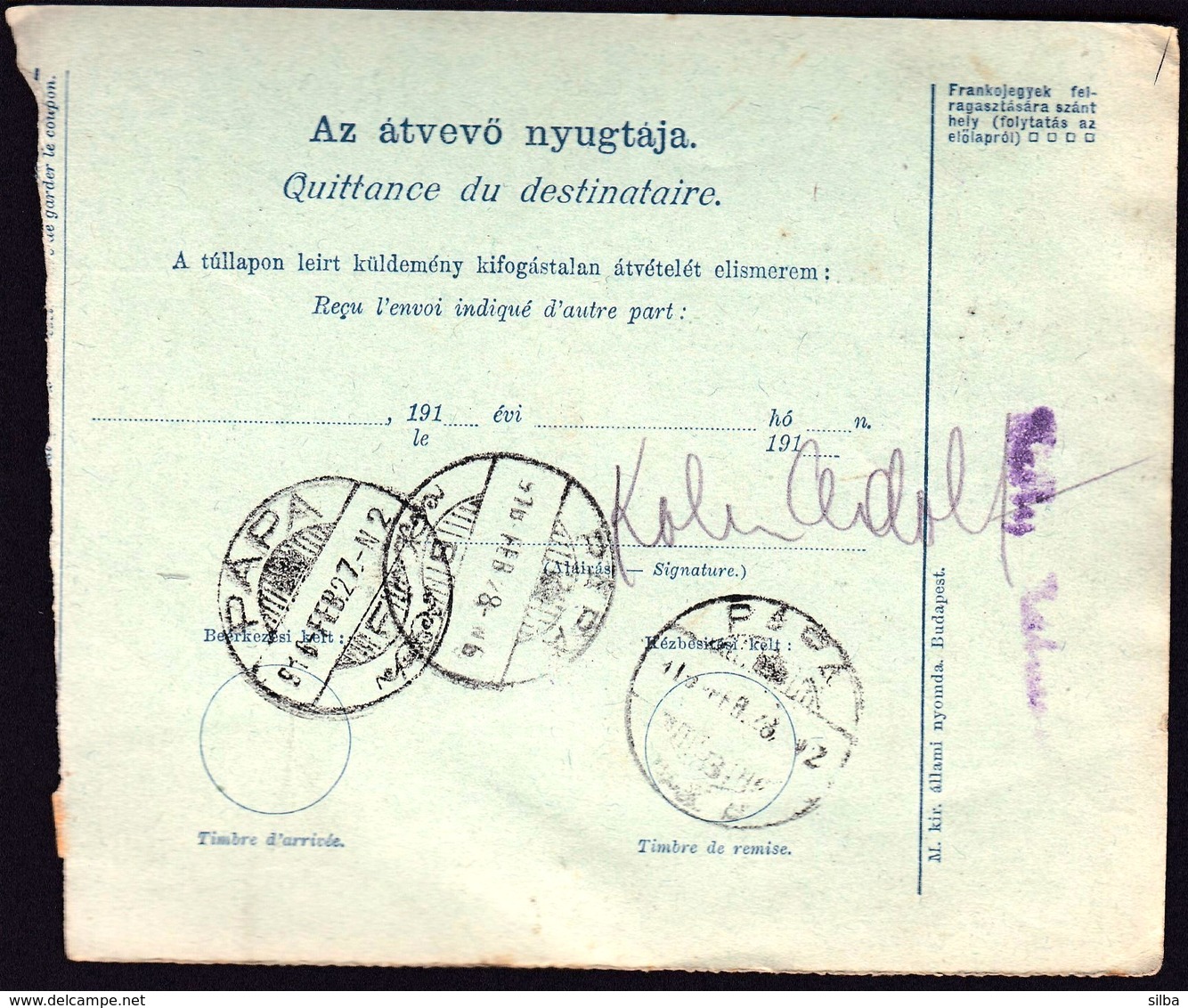 Hungary Tiszafured 1916 / Parcel Post, Postai Szallitolevel, Bulletin D' Expedition / To Papa - Postpaketten