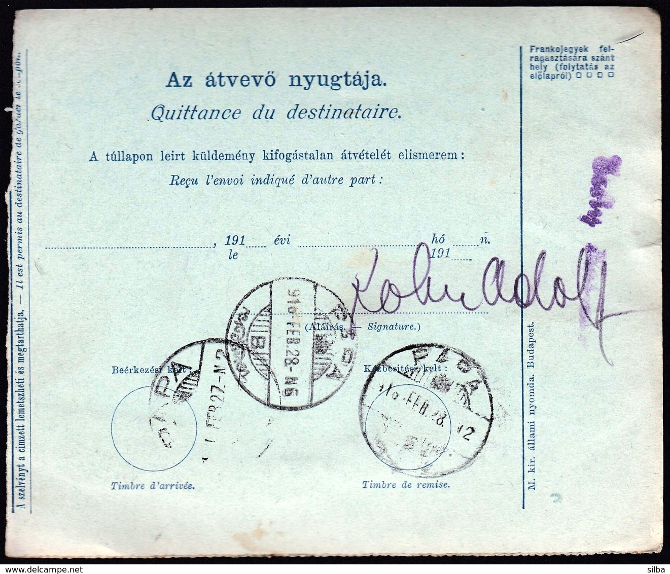 Hungary Tiszafured 1916 / Parcel Post, Postai Szallitolevel, Bulletin D' Expedition / To Papa - Paquetes Postales