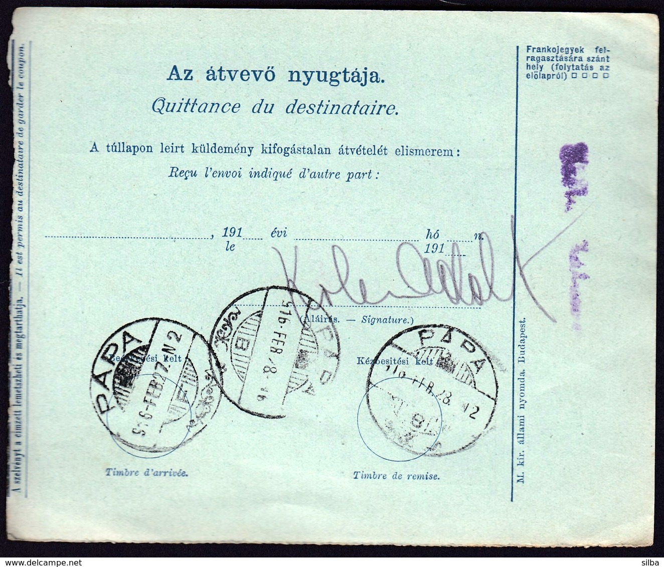 Hungary Tiszafured 1916 / Parcel Post, Postai Szallitolevel, Bulletin D' Expedition / To Papa - Paketmarken