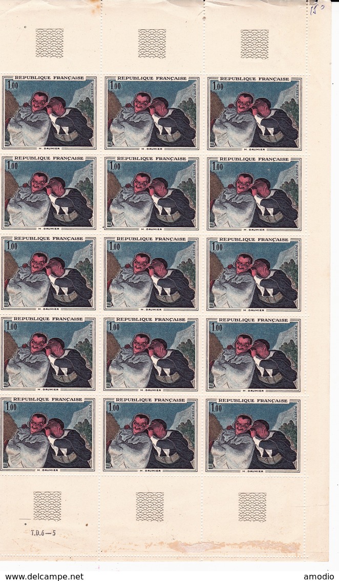 France YT 1494 Daumier  Demi Feuille 15 TP N** - Unused Stamps
