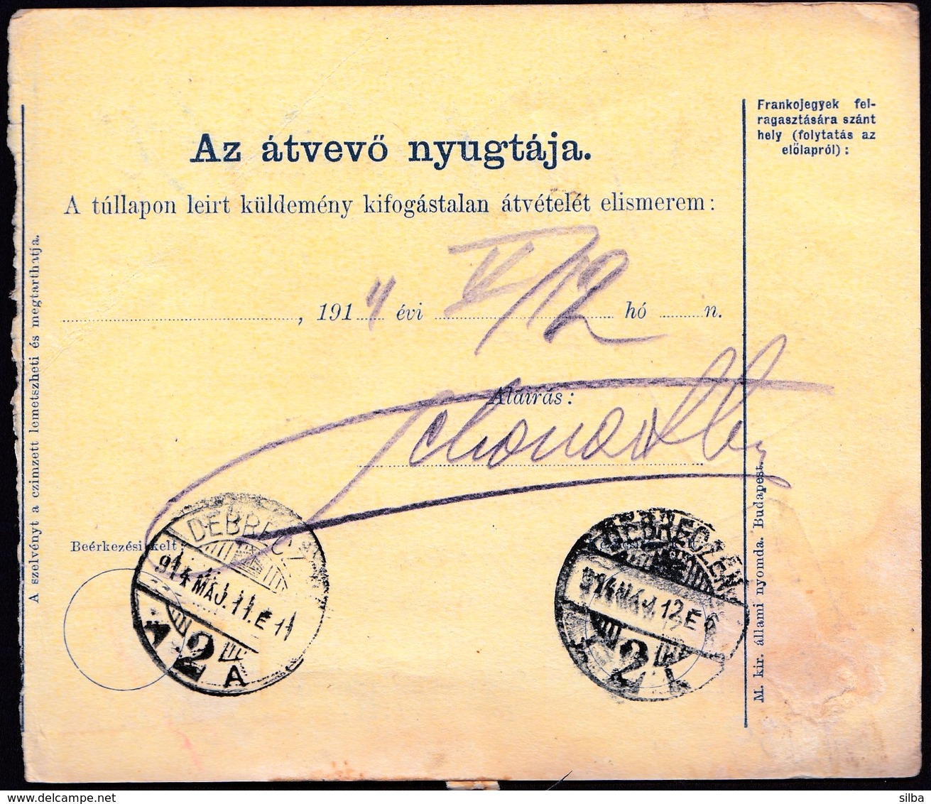 Hungary Geres P. Ugyn 1914 / Parcel Post, Postai Szallitolevel, Bulletin D' Expedition / To Debreczen - Parcel Post