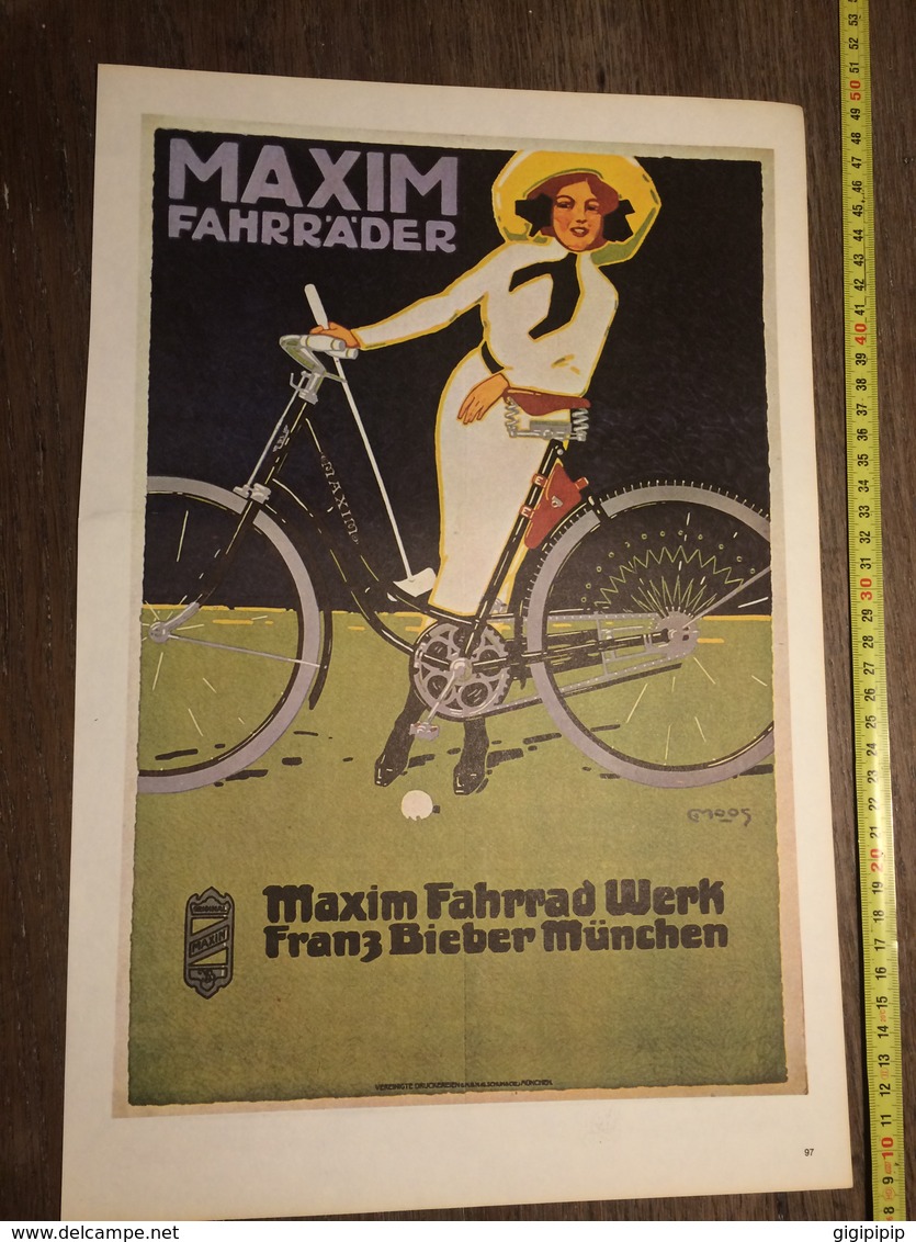 AFFICHE MAXIM FAHRRADER WERK FRANZ BIEBER MOOS STERN ARTIENGESELLSCHAFT HOLZINDUSTRIE BERLIN - Unclassified