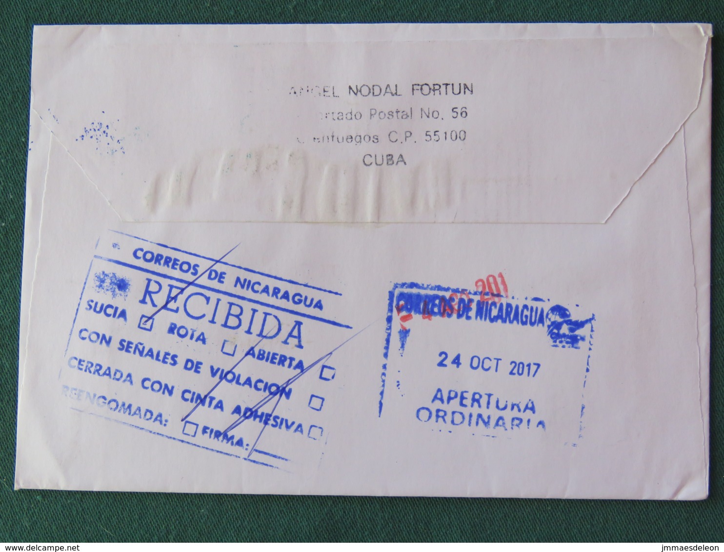 Cuba 2017 Cover To Nicaragua - Climate UNCCD Flowers Waterfall - Lettres & Documents