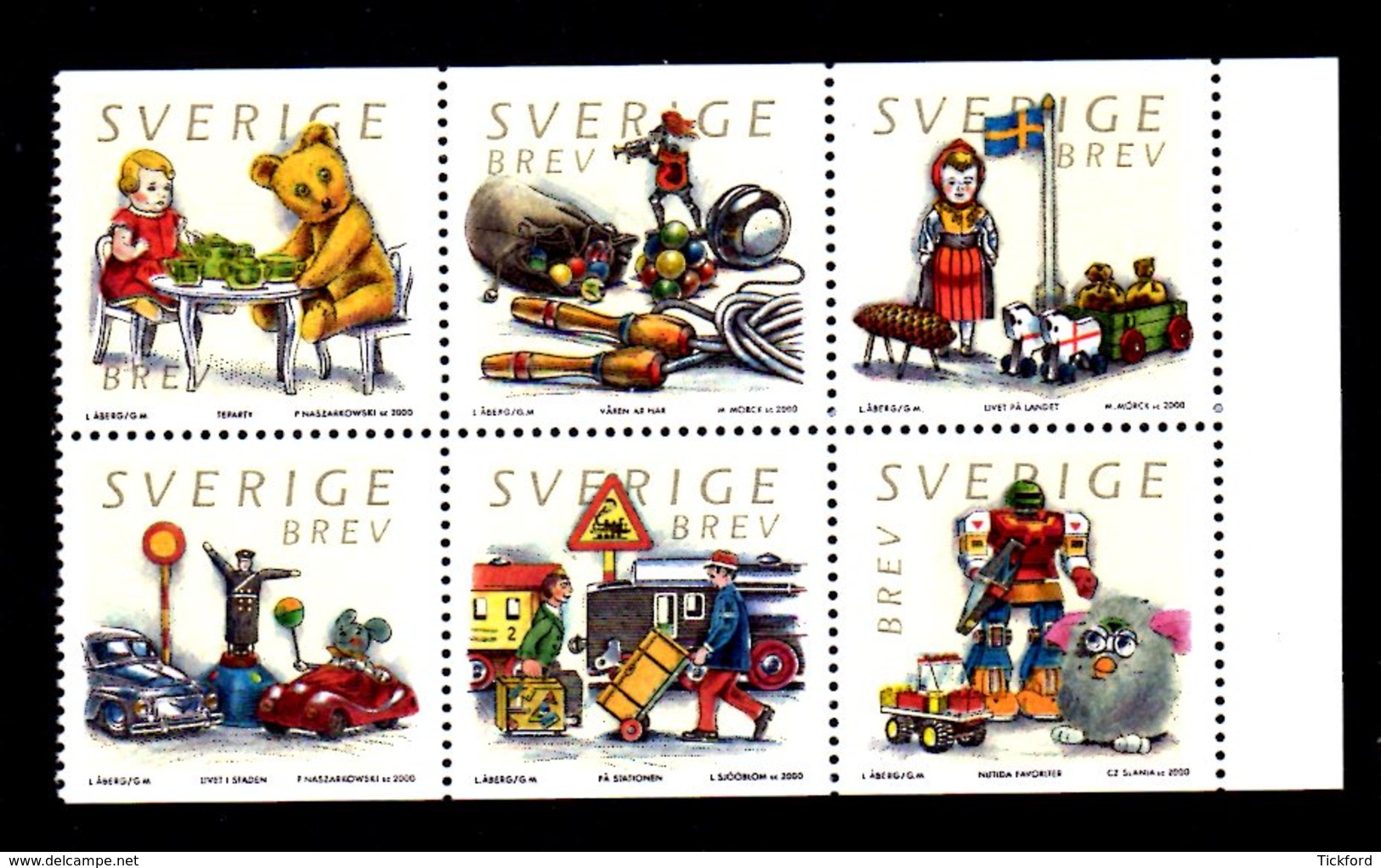 SUEDE 2000 - YT 2178/2183 - Facit 2211/2216 - NEUFS ** LUXE/ MNH -  Série Complète 6 Valeurs - Jouets - Neufs