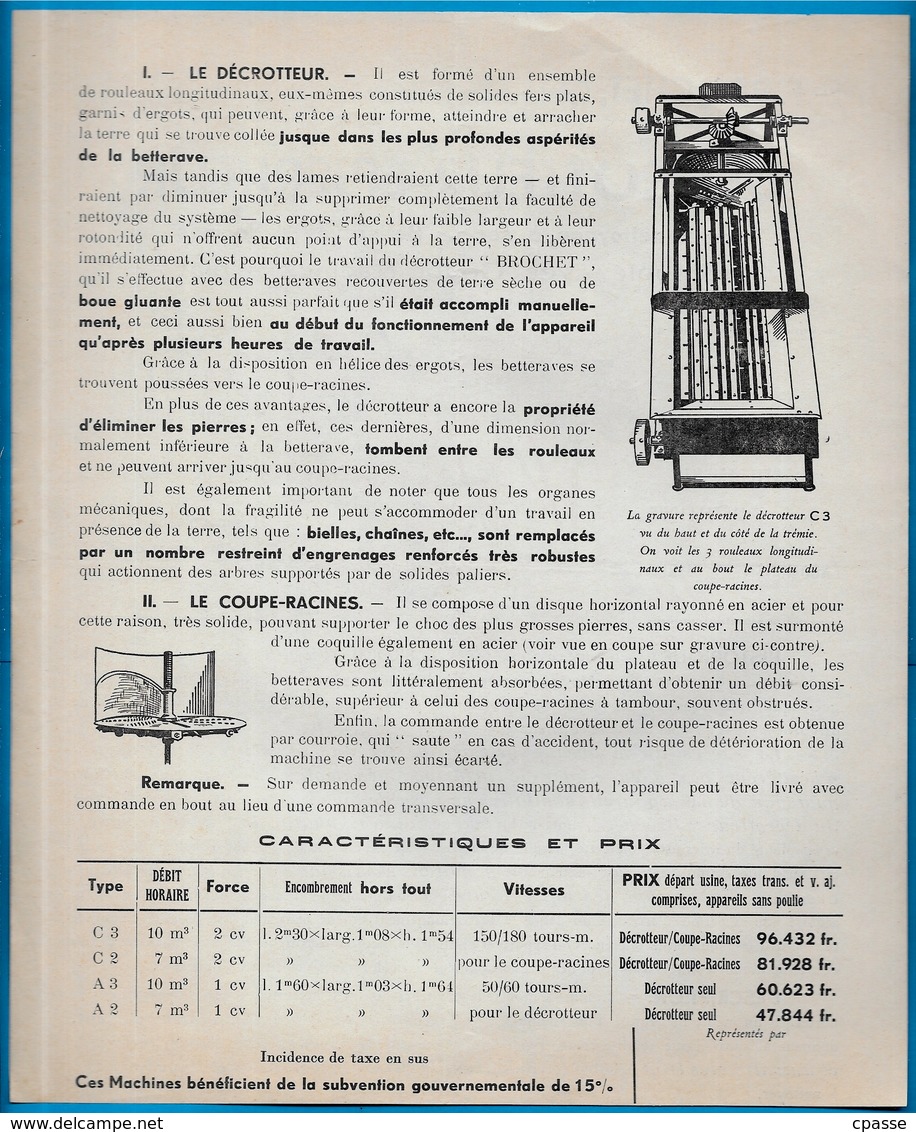 Document Publicitaire 77 FONTENAY-TRESIGNY Ets F. BROCHET Constructeurs AGRICULTURE Décrotteur-Epierreur - Agriculture