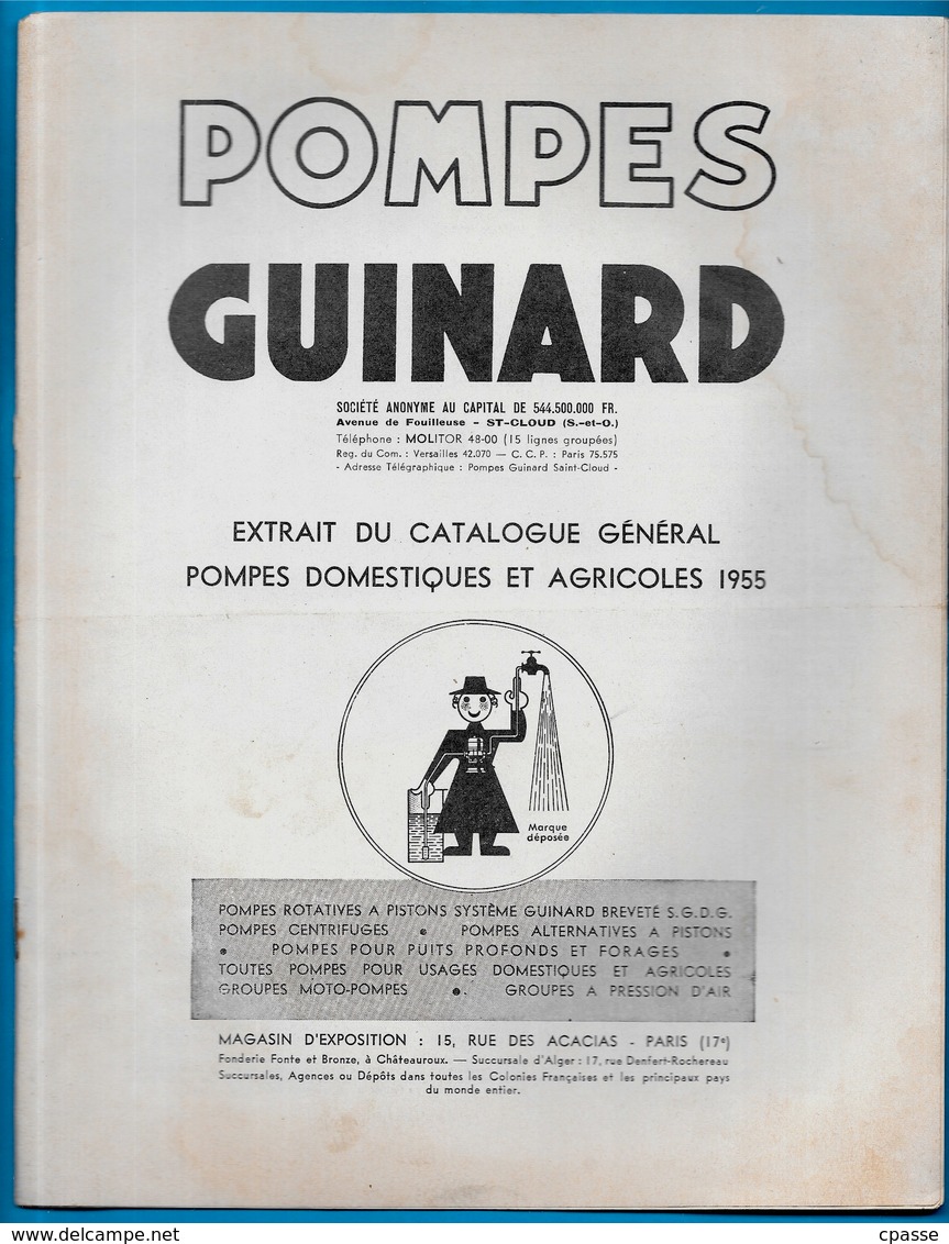 Document Publicitaire Extrait Catalogue "Les POMPES GUINARD, Domestiques Et Agricoles" 92 St SAINT-CLOUD ** Agriculture - Autres & Non Classés