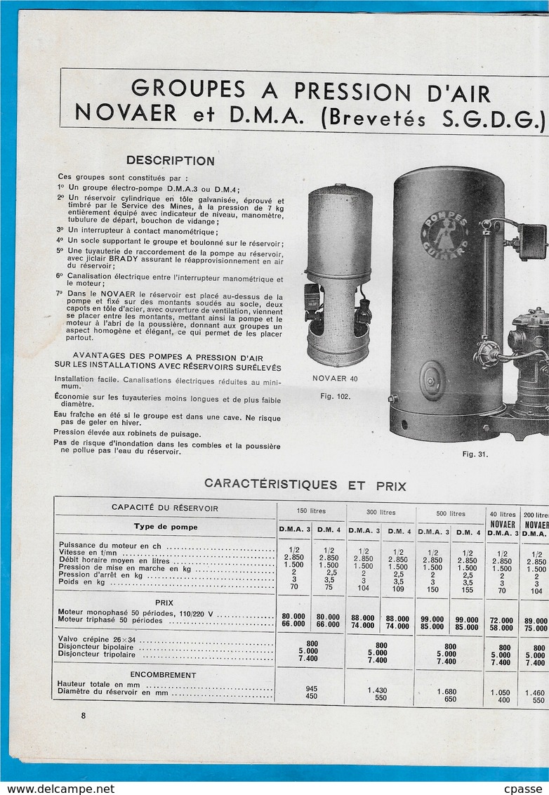 Document Publicitaire Extrait Catalogue "Les POMPES GUINARD, Domestiques Et Agricoles" 92 St SAINT-CLOUD ** Agriculture - Autres & Non Classés