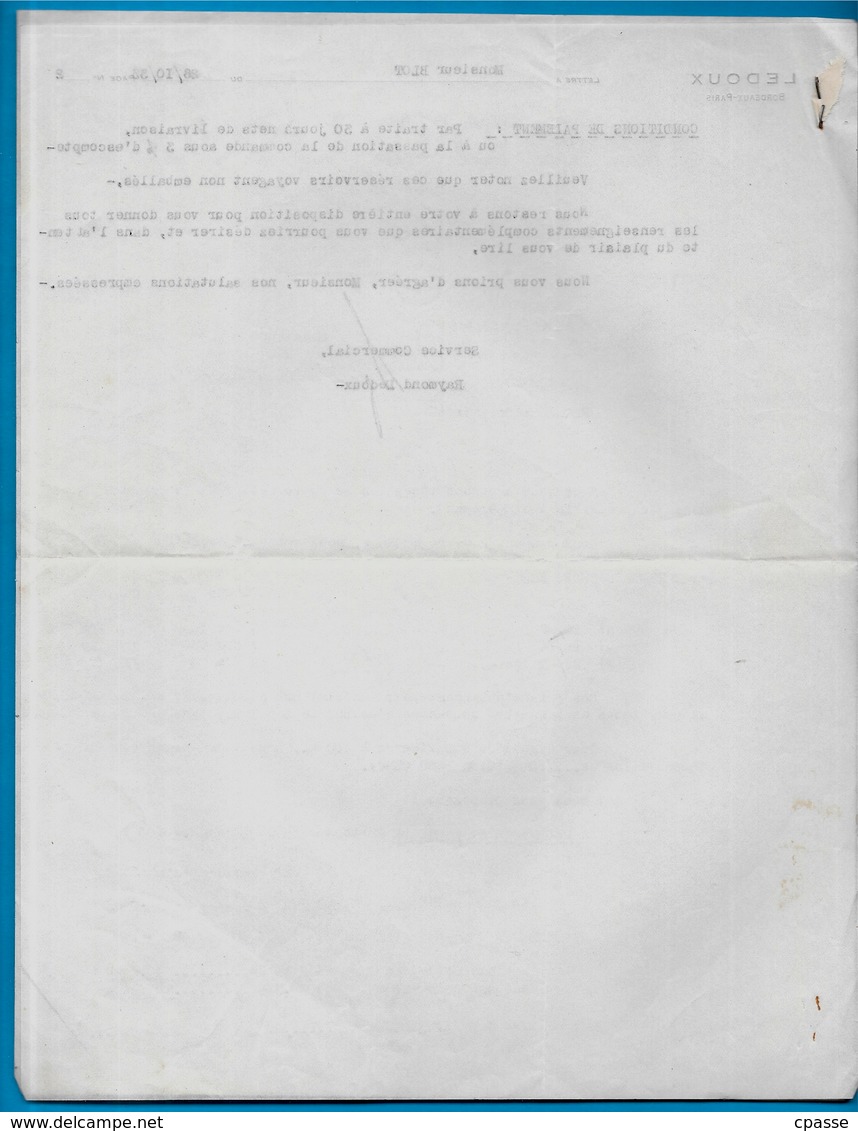 Courrier Commercial Maurice LEDOUX & Cie 75011 Paris & 33 Bordeaux-Bègles "POMPES Pour Tous Liquides" - Autres & Non Classés