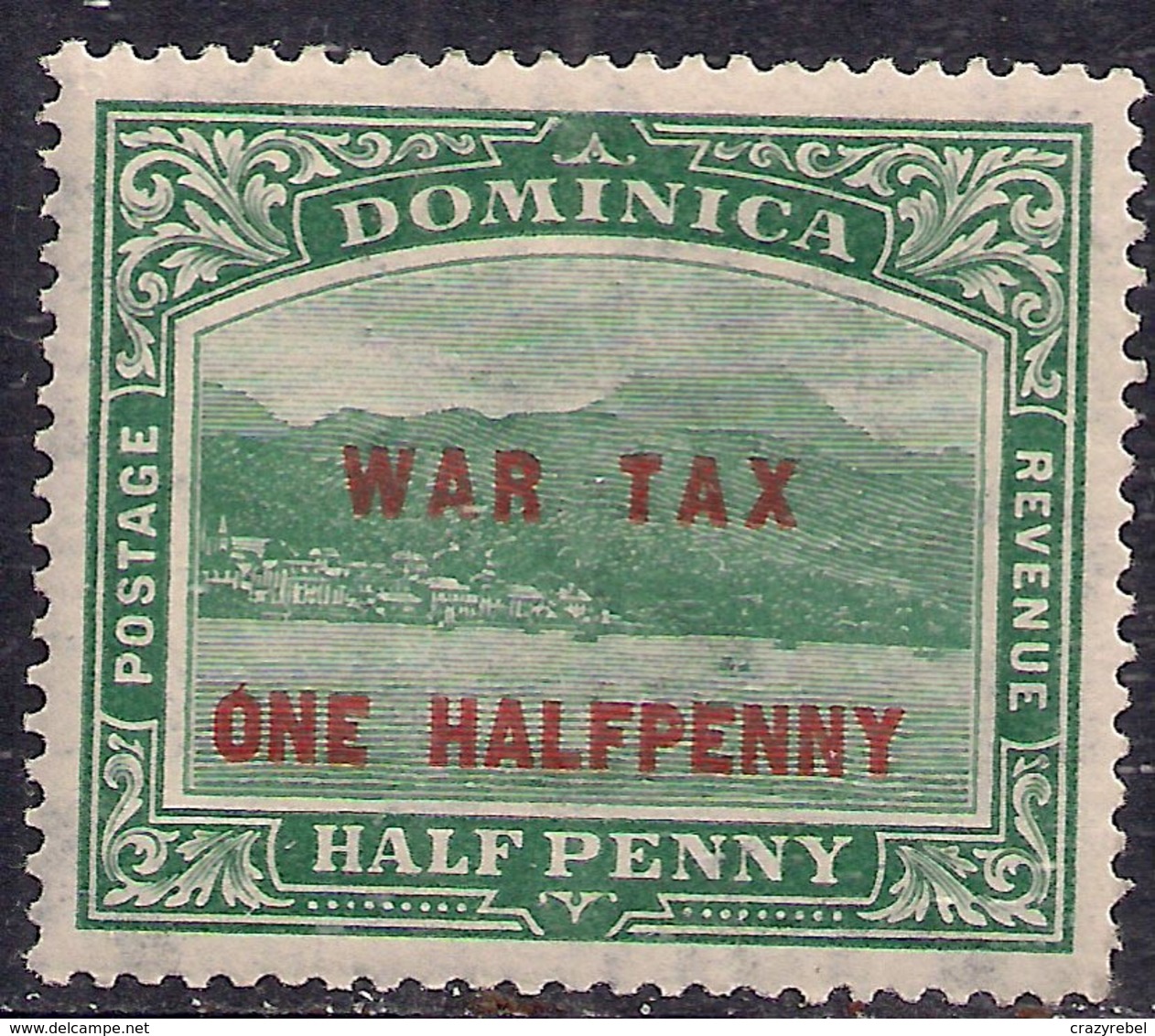 Dominica 1916 KGV 1/2d On 1/2d Deep Green War Tax Ovpt MM SG 55 ( H678 ) - Dominica (...-1978)