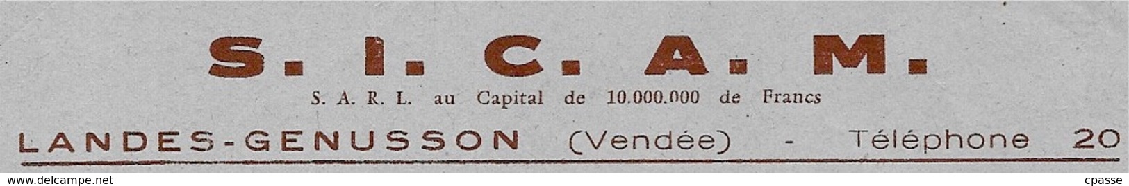 Document Technique Publicitaire "CULTIVATEUR" S.I.C.A.M. 85 LANDES-GENUSSON Vendée *** AGRICULTURE - Agricultura