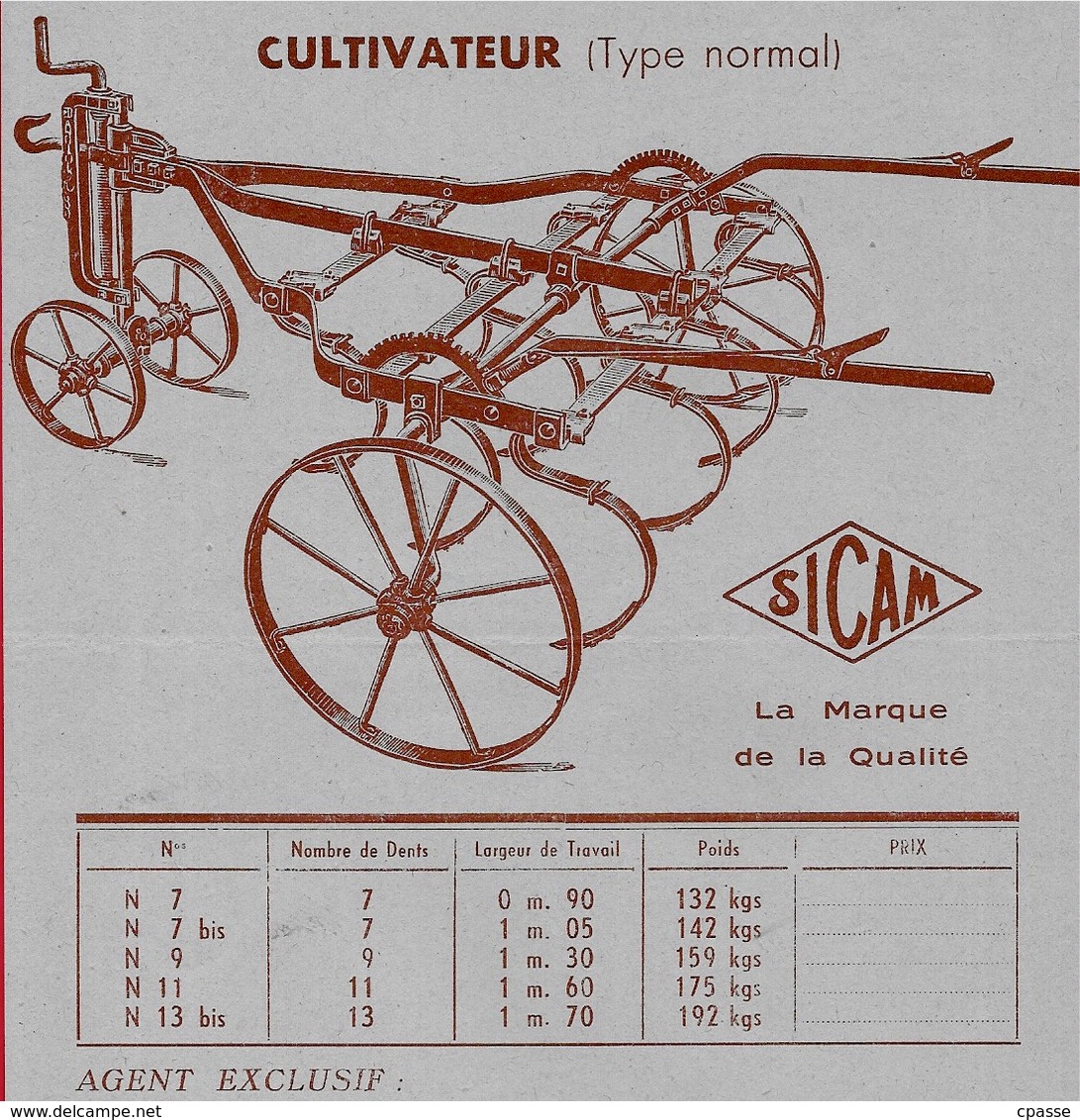 Document Technique Publicitaire "CULTIVATEUR" S.I.C.A.M. 85 LANDES-GENUSSON Vendée *** AGRICULTURE - Agriculture