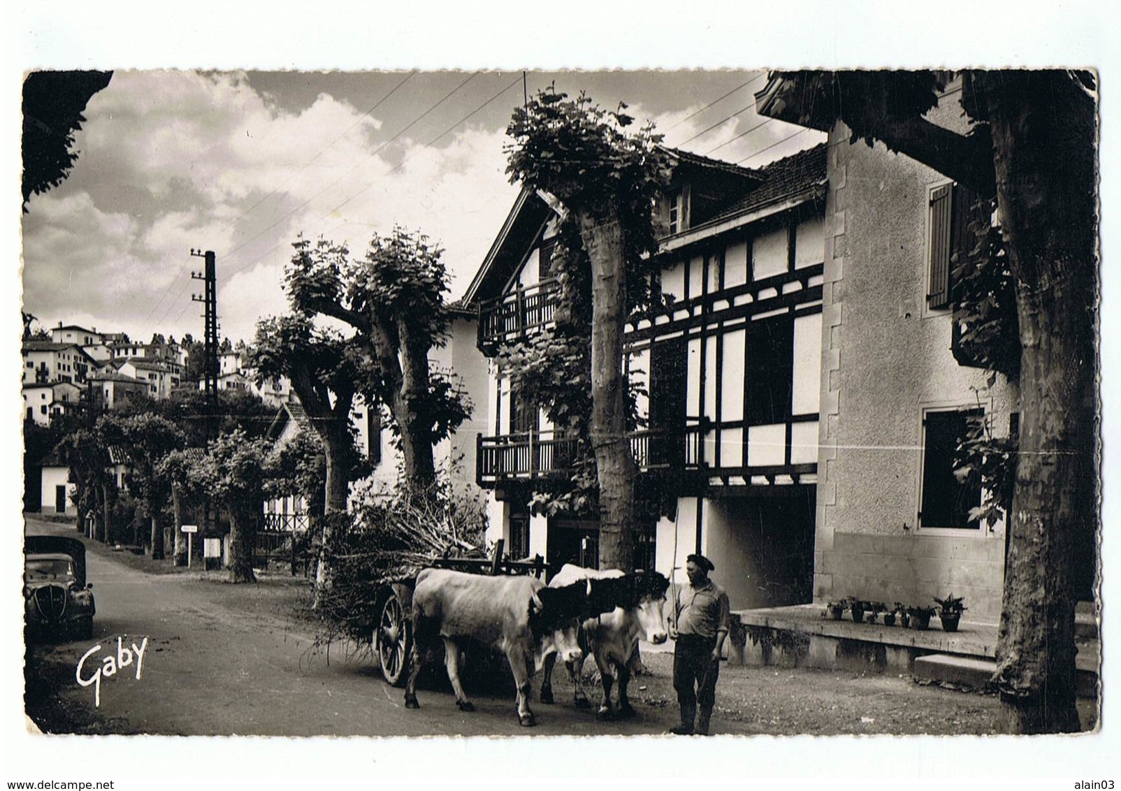 CPSM - 64 - CAMBO Les BAINS - Maisons Basques - Attelage De Boeufs - Cambo-les-Bains