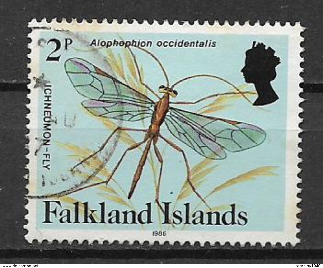 COLONIE INGLESI 1984 FALKLAND ISLANDS SERIE ORDINARIA INSETTI E FARFALLE YVERT. 460A USATO VF - Falkland