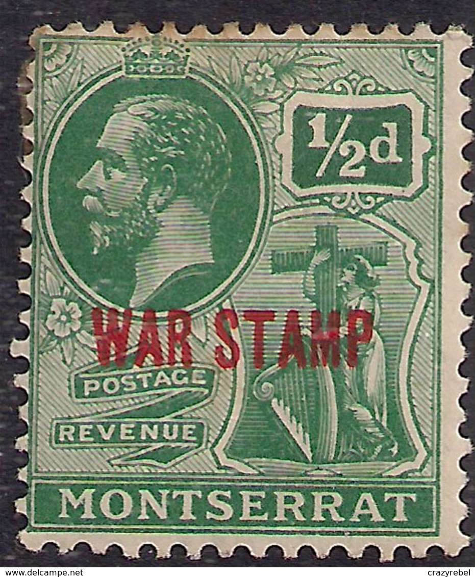 Montserrat 1917 - 18 KGV 1/2d Green Ovpt War Stamp MM SG 60 ( E590 ) - Montserrat