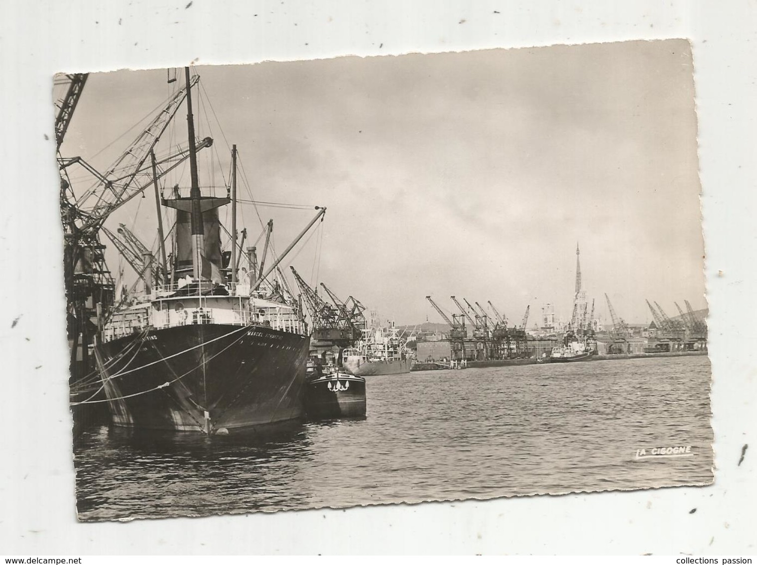 Cp, Bateaux , 76, ROUEN , Le Port, Voyagée 1956, Ed. La Cigogne - Commerce