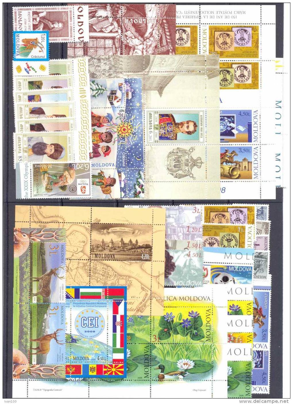 2008. Moldova, Complete Year Set, 31v + 6 S/s + 2 Sheetlets,  Mint/** - Moldavie