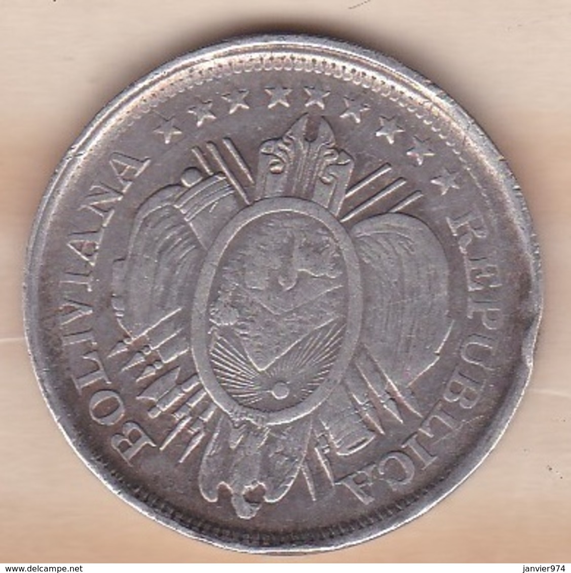 Bolivie . 50 Centavos 1895 PTS ES  , KM# 161.5 , En Argent - Bolivie