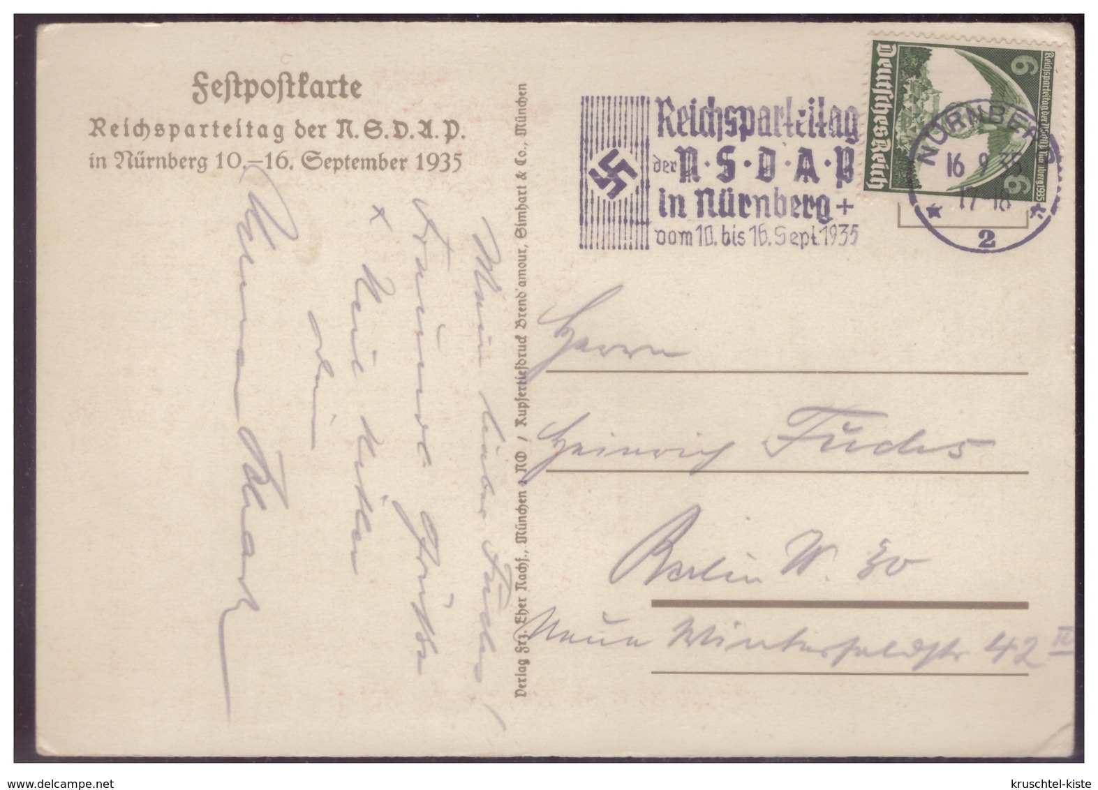 Dt- Reich (W00014) Propagandakarte, Nürnberg 1935, Deutsche Einheit- Deutsche Macht! Festpostkarte, Gelaufen Nürnberg - Briefe U. Dokumente