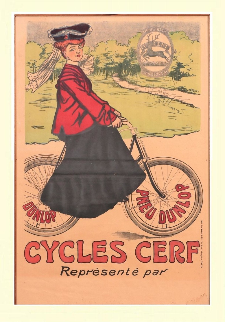 Cycle Postcard Cerf Pneu Dunlop J.Guinard Compiégne 1905 - Reproduction - Pubblicitari