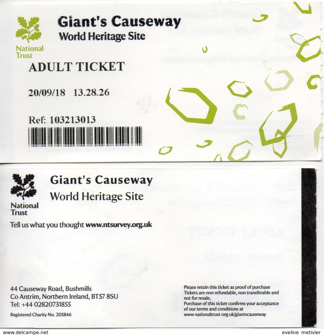 LOT TICKETS ENTREE VOYAGE EN IRELAND / DUN AONGHASA - JAMESON DISTILLERY - GIANT'S CAUSEWAY - Tickets D'entrée