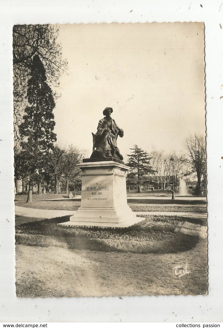 Cp, 03 , MOULINS ,  Statue De Théodore De Banville , Voyagée , Ed. Ted - Moulins