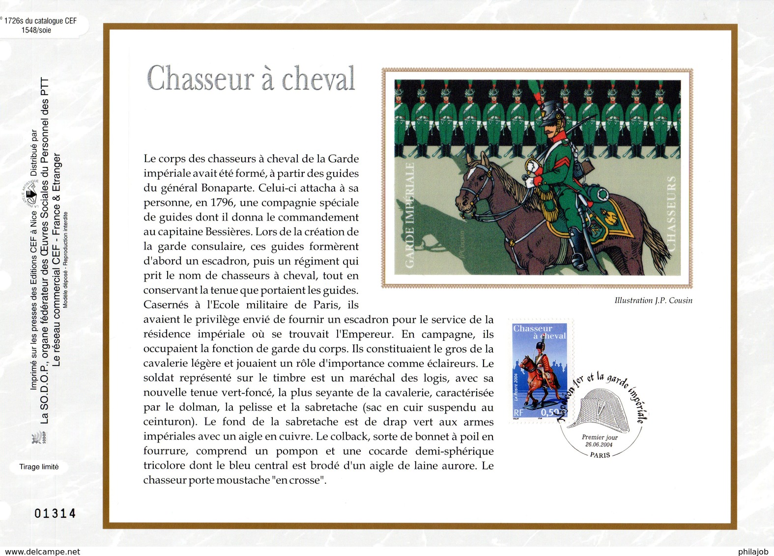 " NAPOLEON ET LA GARDE IMPERIALE " Sur 6 Feuillets CEF N°tés En SOIE De 2004 N° 1723s à 1728s N°YT 3679 à 84 Parf état - Napoléon