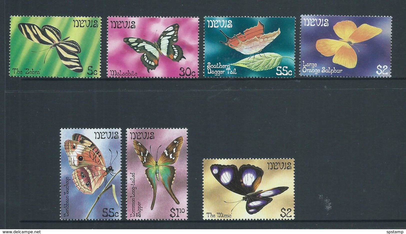 Nevis 1982 - 1983 Butterflies Part Set 6 MNH - St.Kitts And Nevis ( 1983-...)