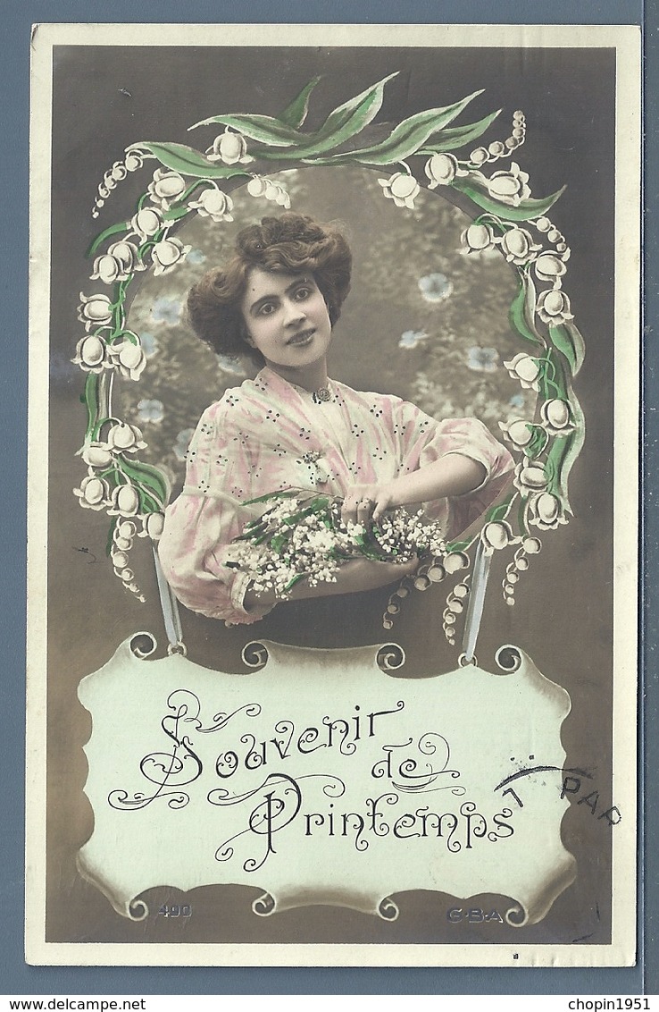 CPA - JEUNE FEMME - SOUVENIR DE PRINTEMPS - Femmes