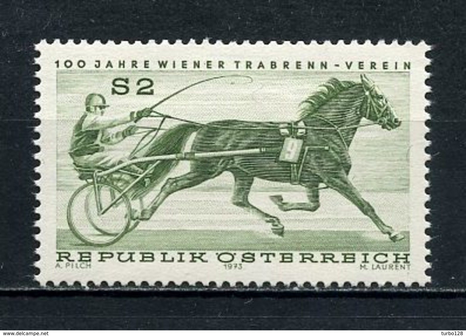 AUTRICHE 1973  N° 1255 ** Neuf MNH Superbe  Chevaux Horses Course De Trot  équitation Hippisme Animaux - Neufs